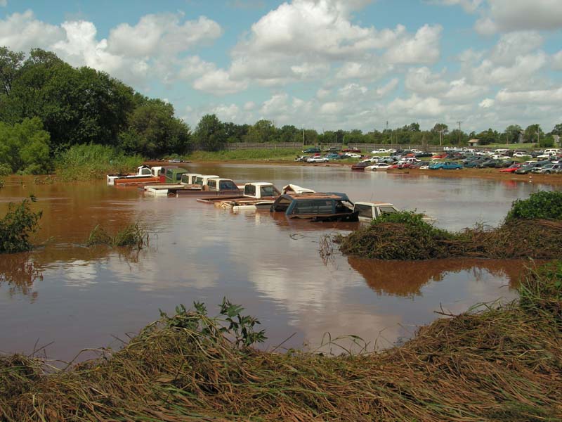 Flooding at the Chickasha Salvage Yard