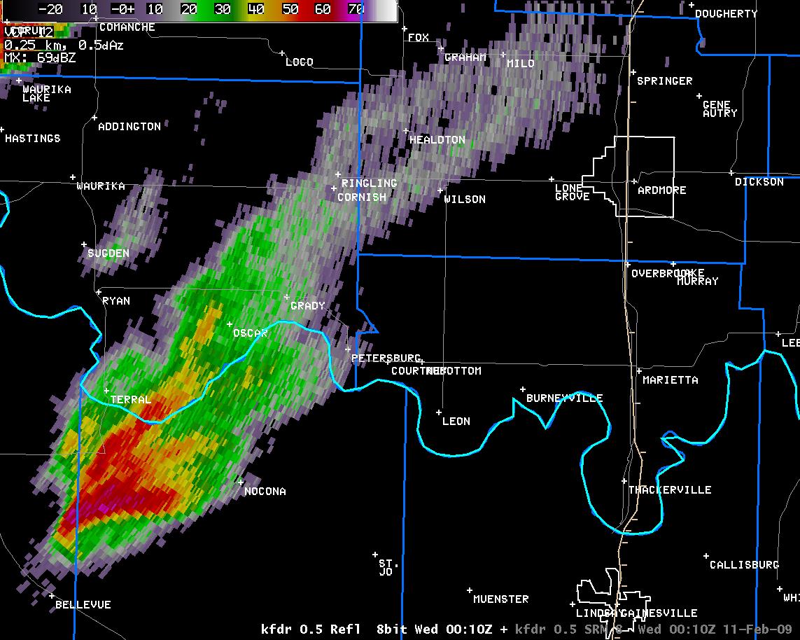 6:10 pm CST KFDR Reflectivity Image