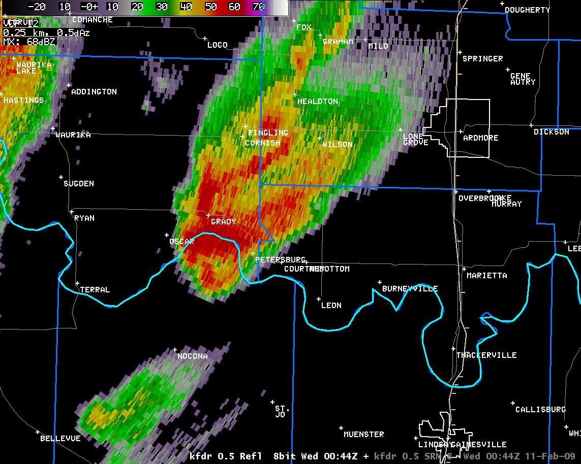 6:44 pm CST KFDR Reflectivity Image