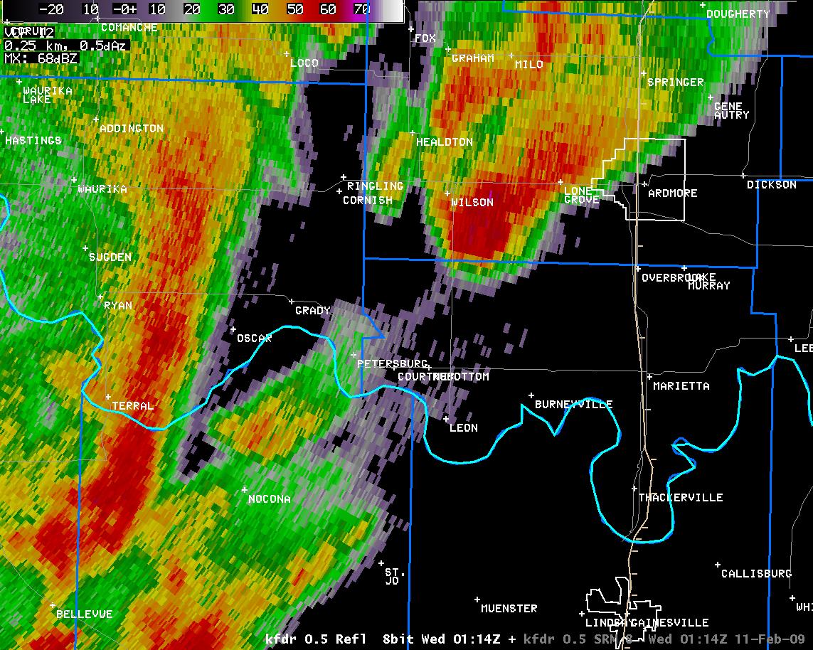 7:14 pm CST KFDR Reflectivity Image