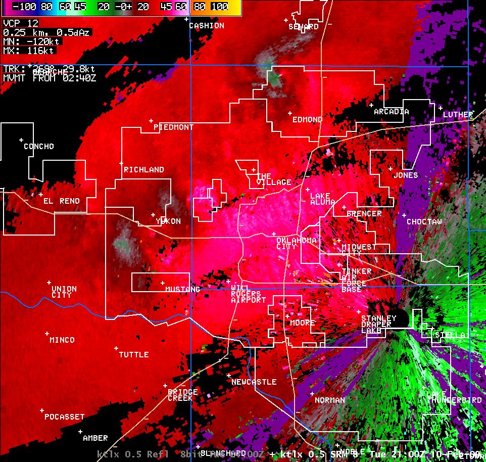 3:00 pm CST KTLX Storm Relative Velocity Image