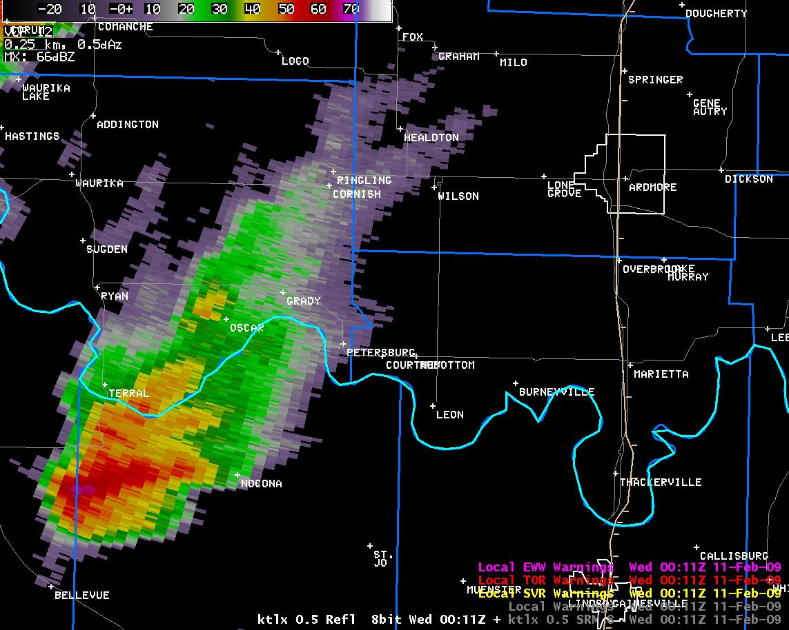 6:11 pm CST KTLX Reflectivity Image