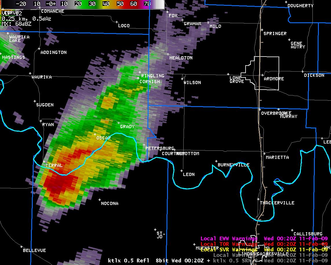 6:20 pm CST KTLX Reflectivity Image