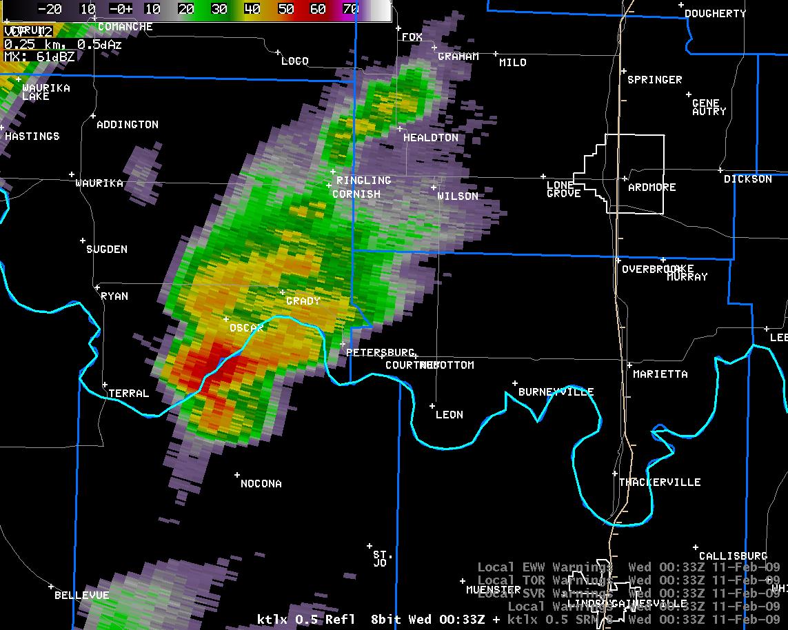 6:33 pm CST KTLX Reflectivity Image