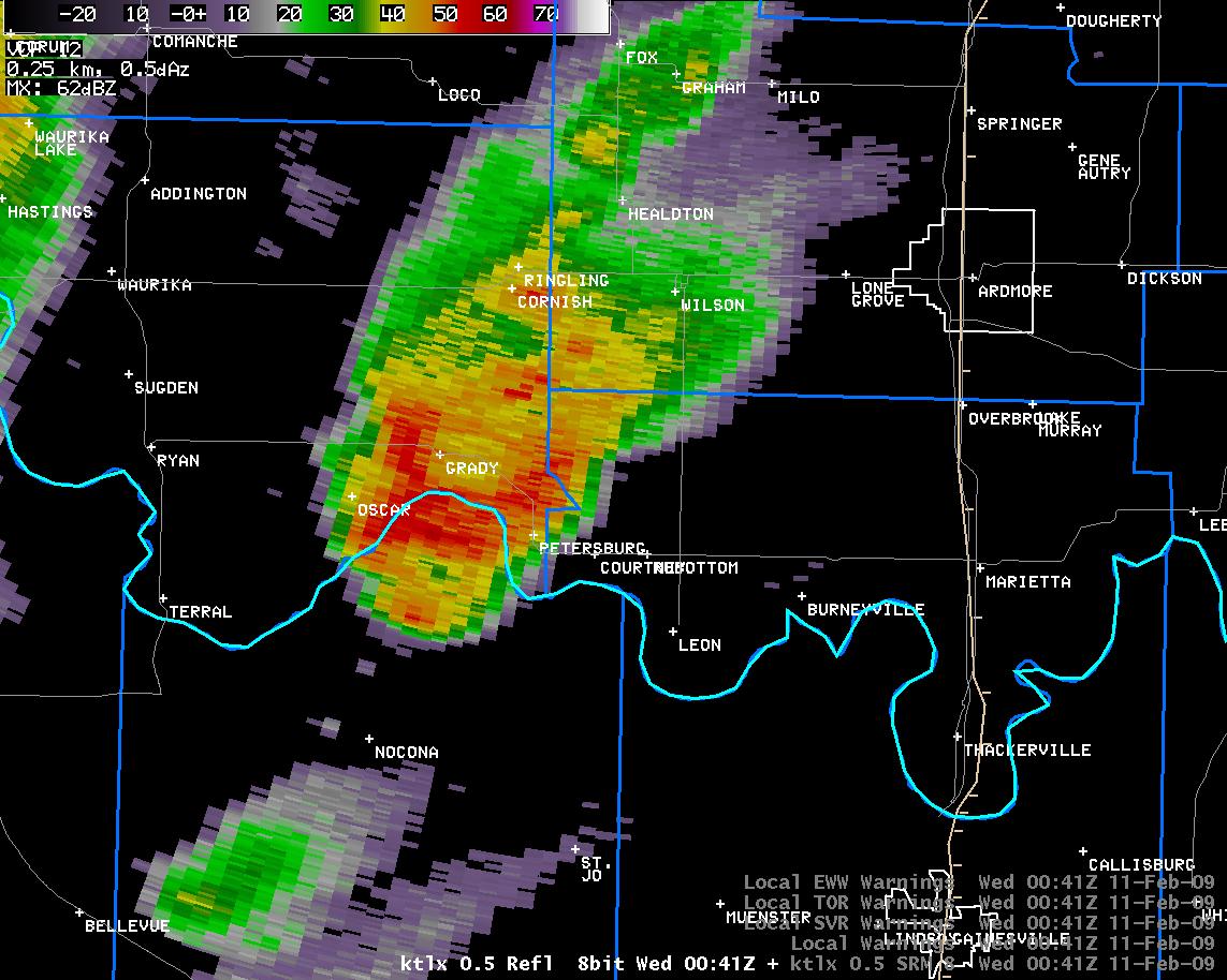 6:41 pm CST KTLX Reflectivity Image