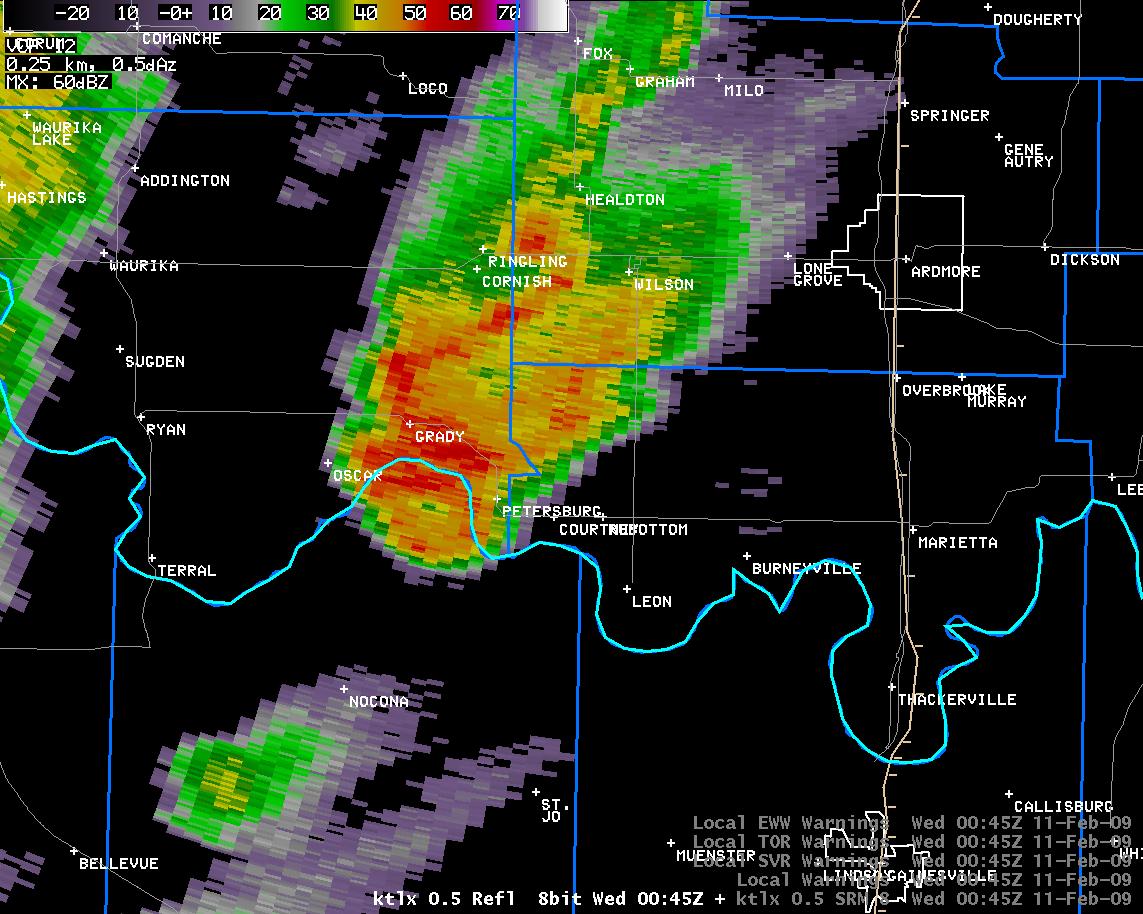 6:45 pm CST KTLX Reflectivity Image