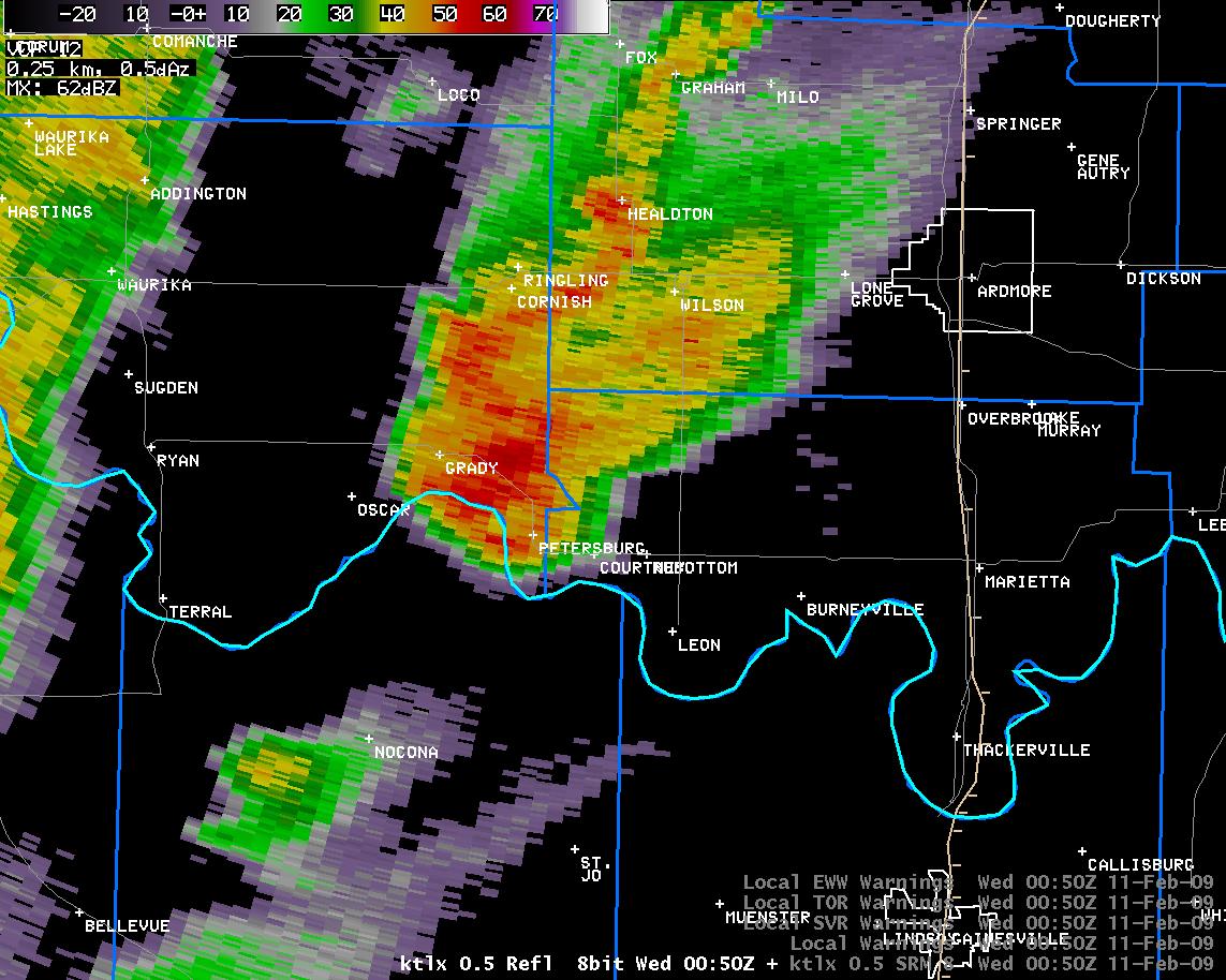 6:50 pm CST KTLX Reflectivity Image