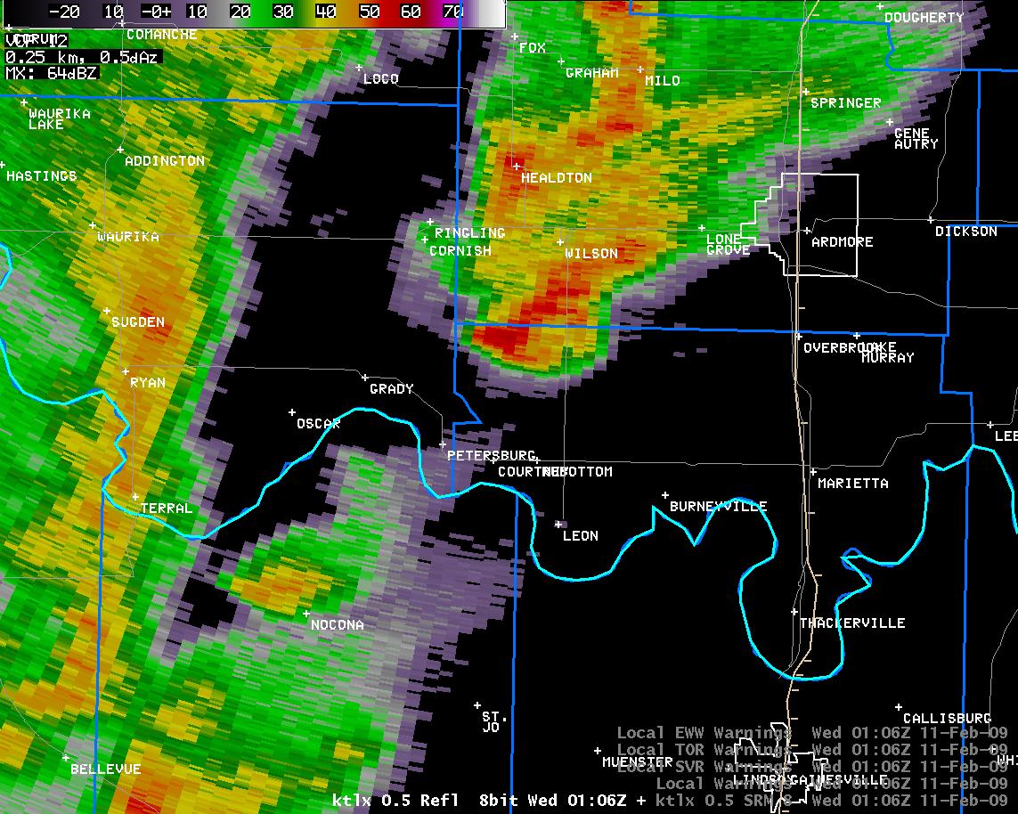 7:06 pm CST KTLX Reflectivity Image