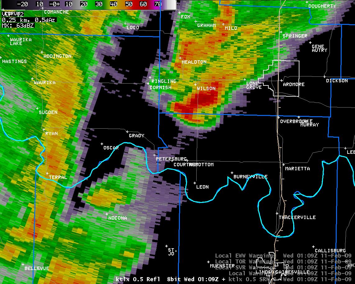 7:09 pm CST KTLX Reflectivity Image