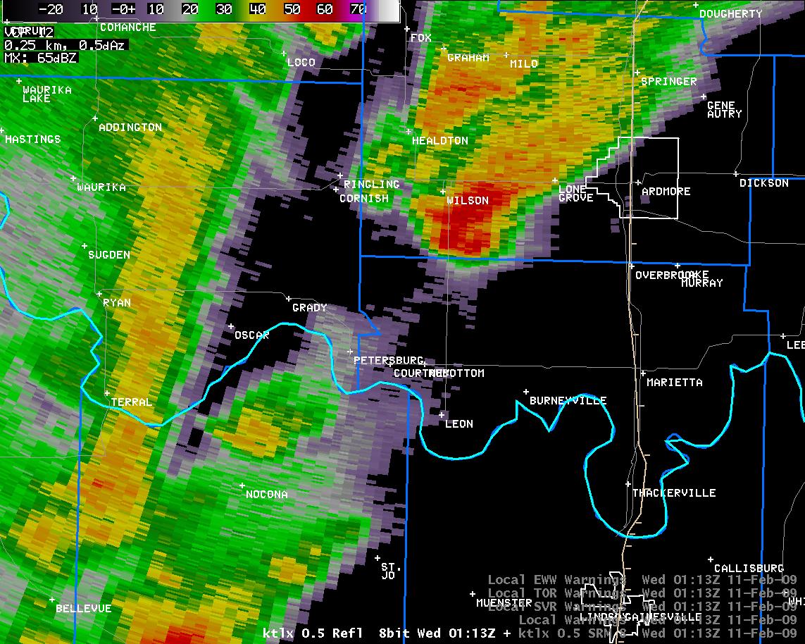 7:13 pm CST KTLX Reflectivity Image