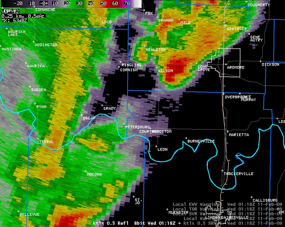 7:18 pm CST KTLX Reflectivity Image