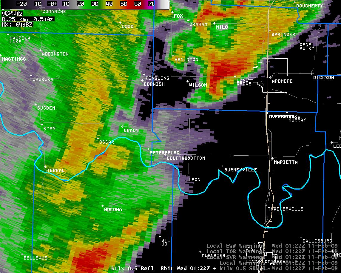 7:22 pm CST KTLX Reflectivity Image