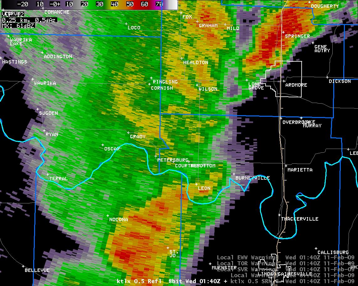 7:40 pm CST KTLX Reflectivity Image