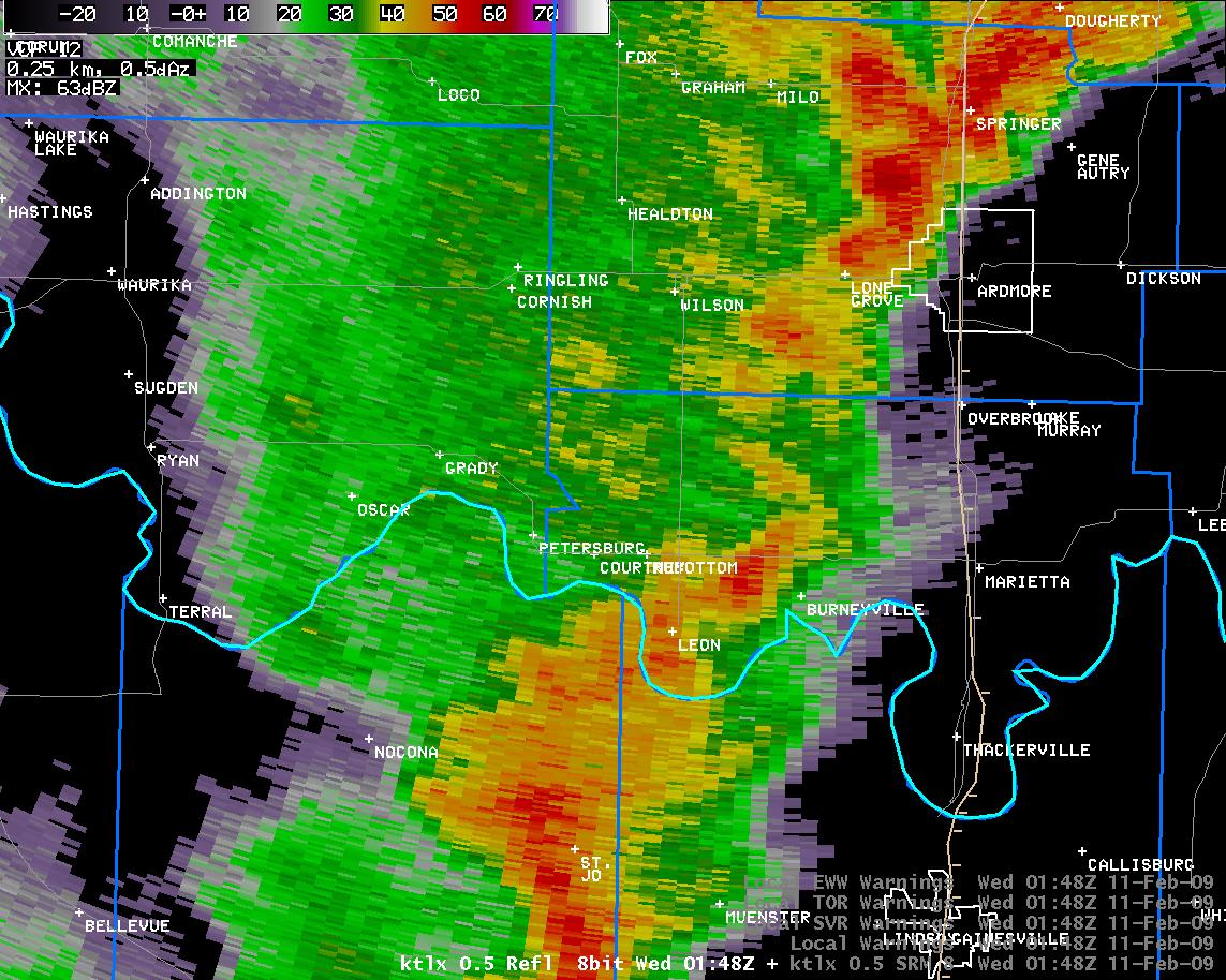 7:48 pm CST KTLX Reflectivity Image