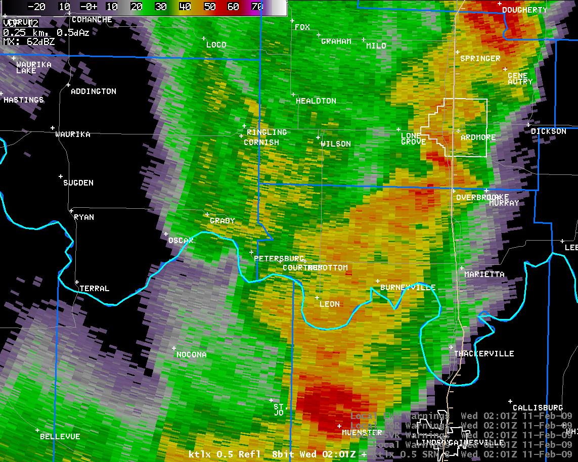 8:01 pm CST KTLX Reflectivity Image