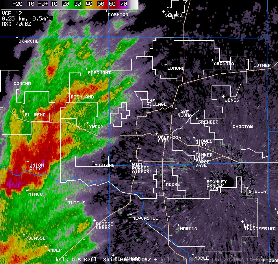 2:05 pm CST KTLX Reflectivity Image