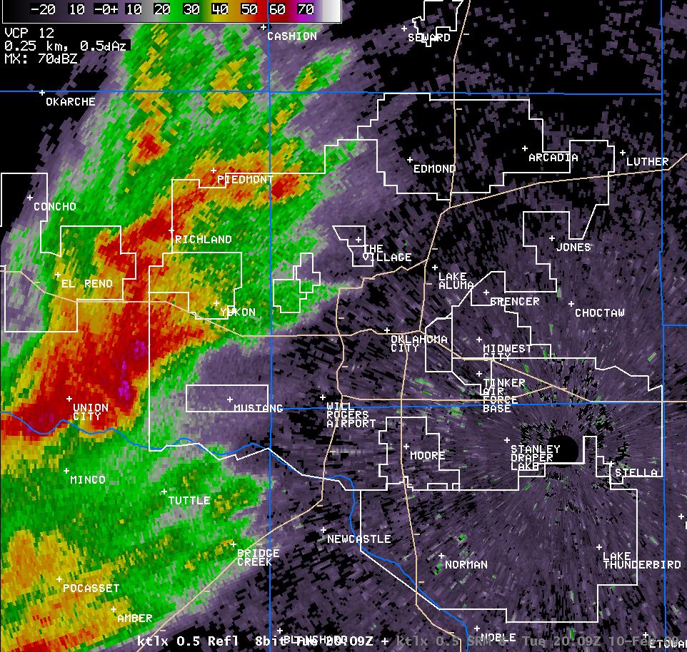 2:09 pm CST KTLX Reflectivity Image