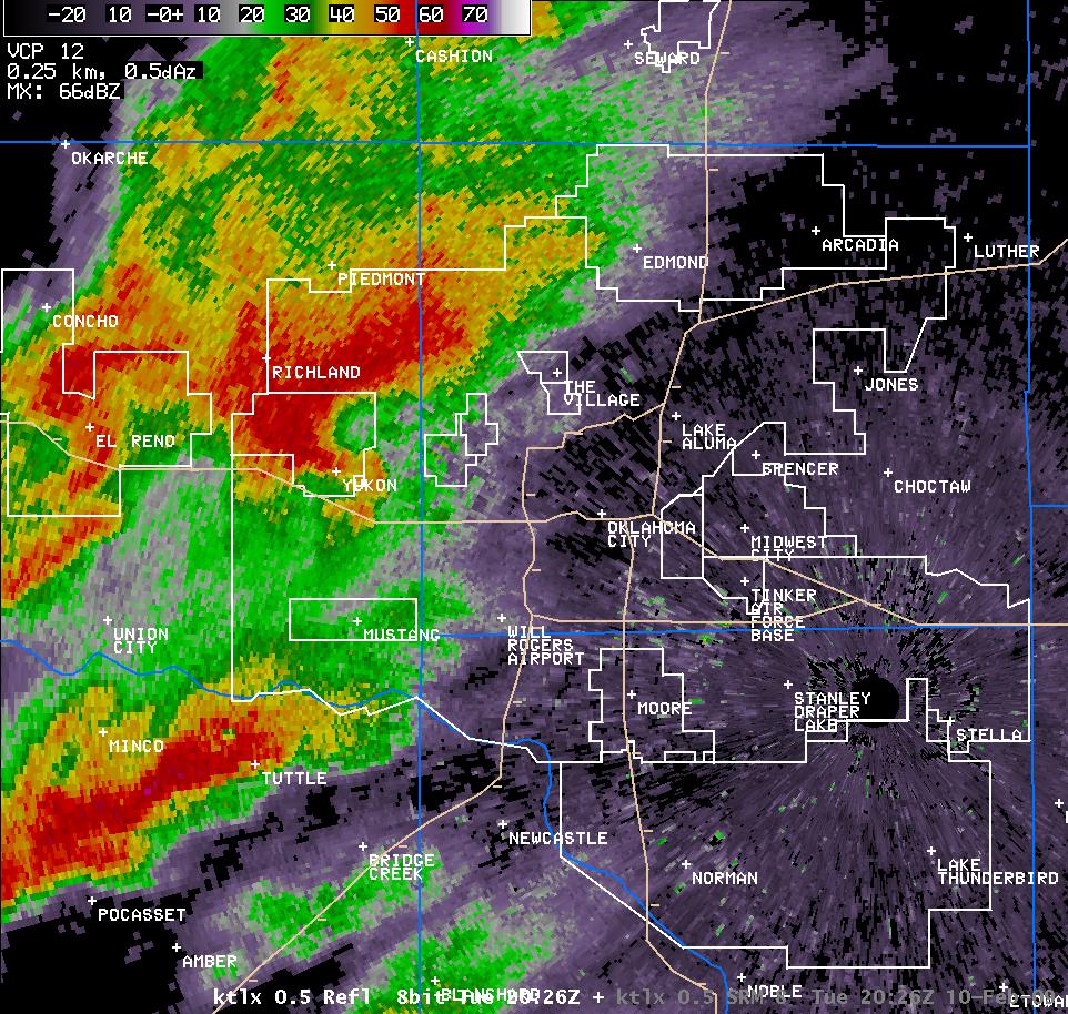 2:26 pm CST KTLX Reflectivity Image