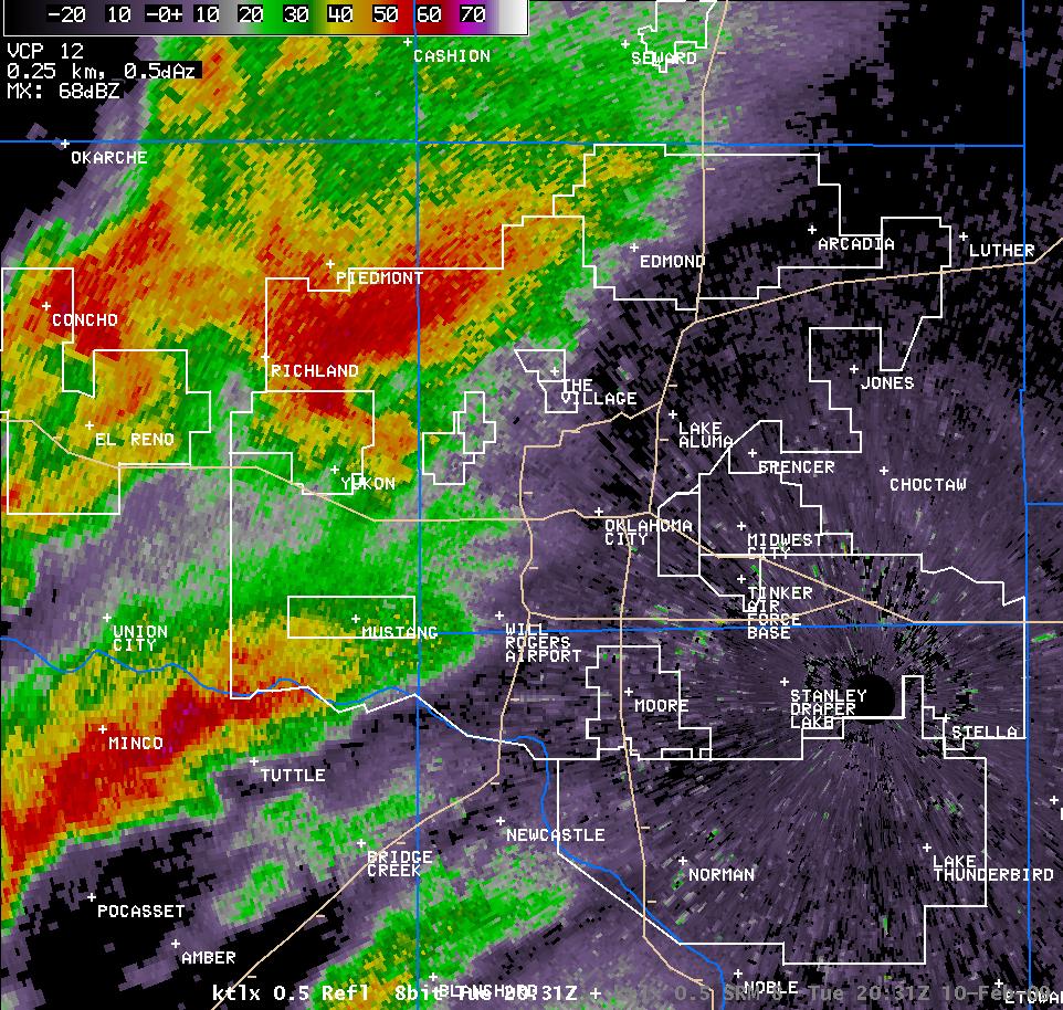 2:31 pm CST KTLX Reflectivity Image