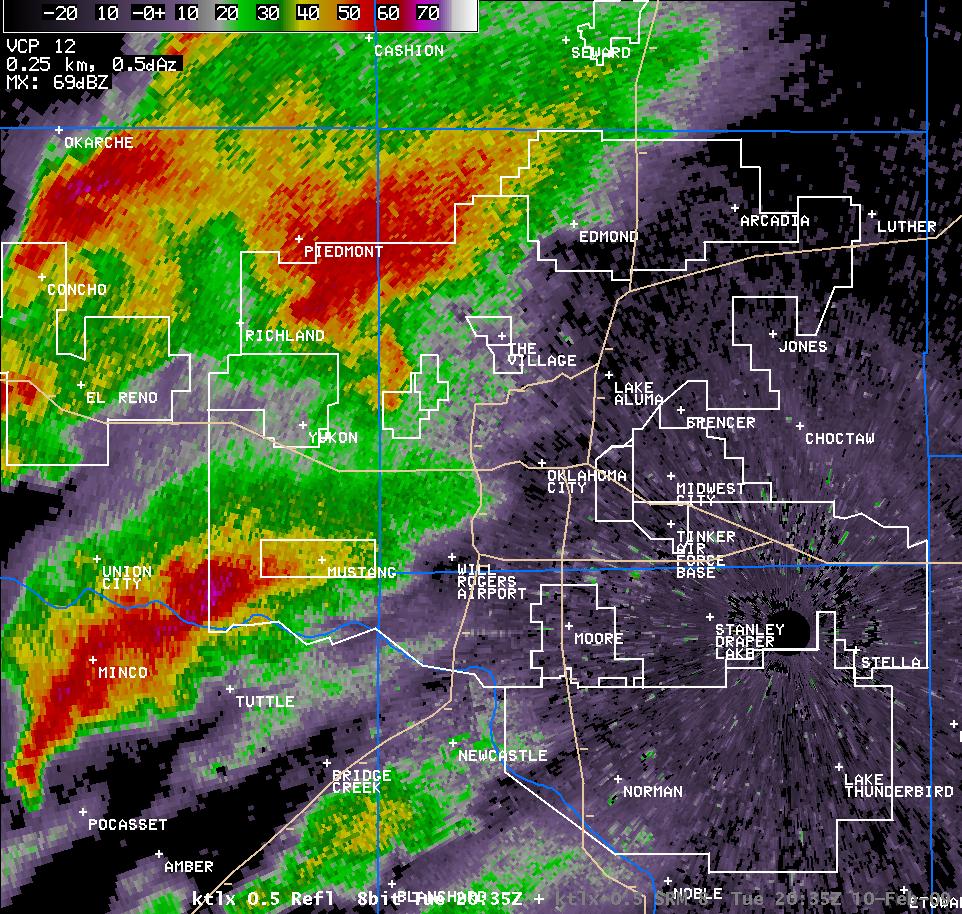 2:35 pm CST KTLX Reflectivity Image