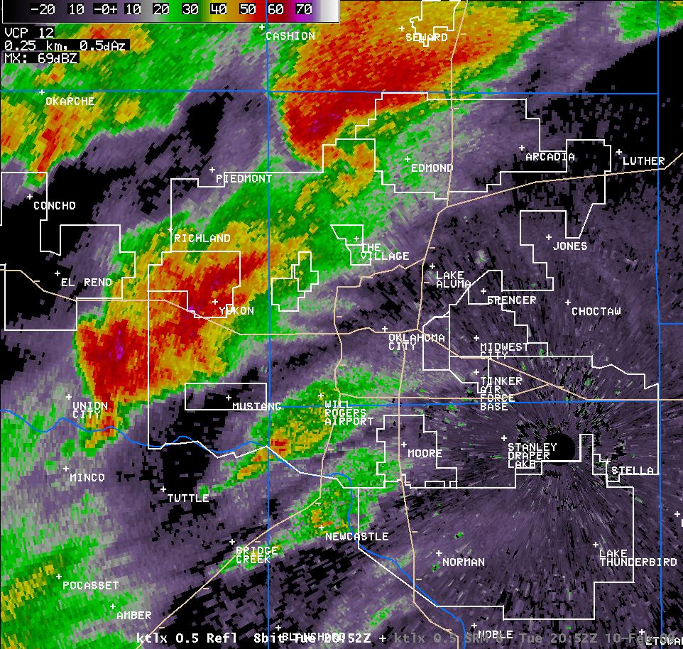 2:52 pm CST KTLX Reflectivity Image