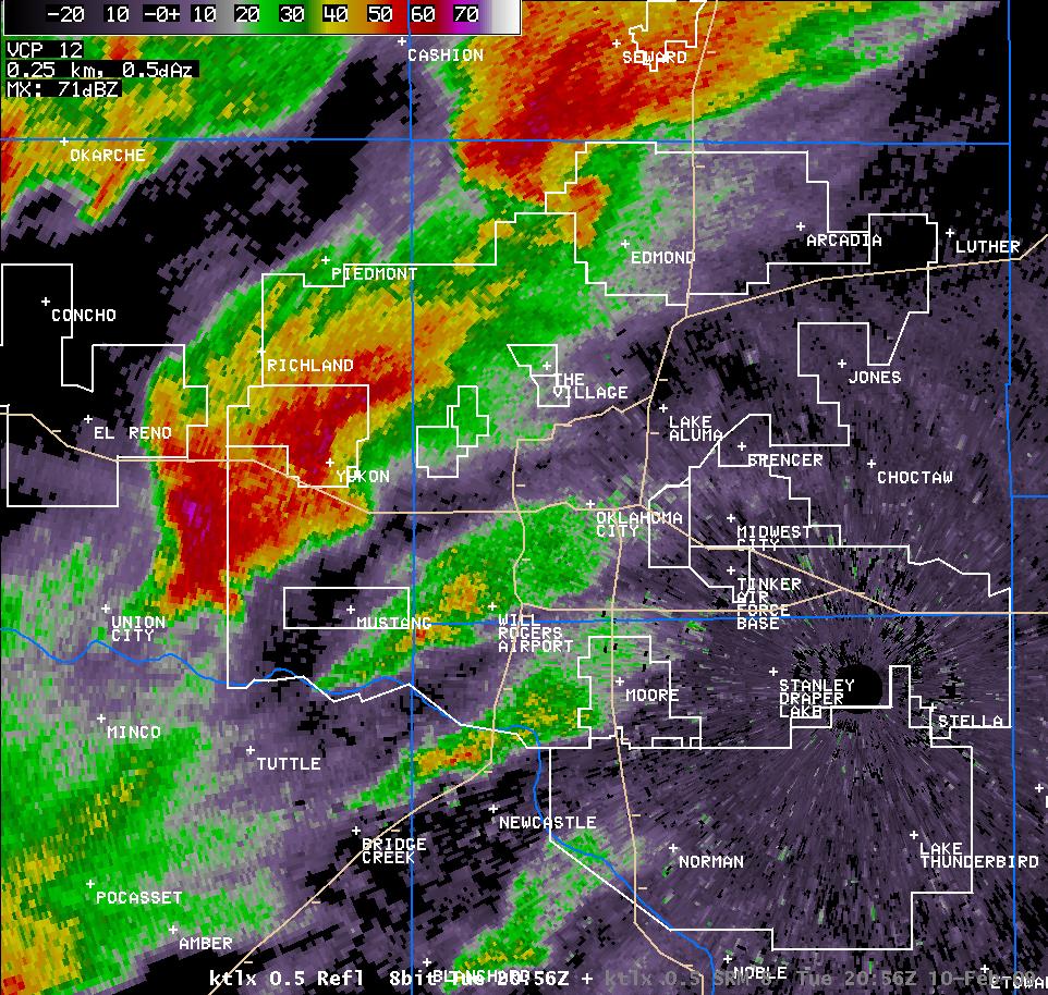 2:56 pm CST KTLX Reflectivity Image