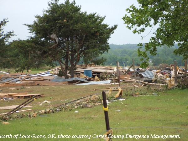 Damage north of Lone Grove, OK