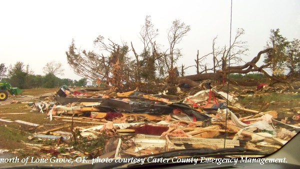 Damage north of Lone Grove, OK