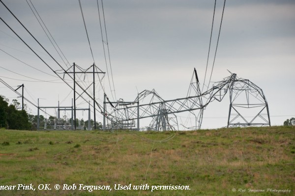 Transmission line damage near Pink