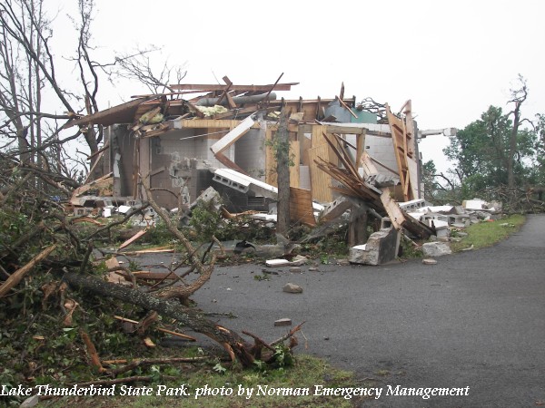 Damage at Lake Thunderbird State Park