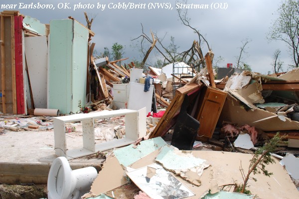 Home damage near Earlsboro, OK