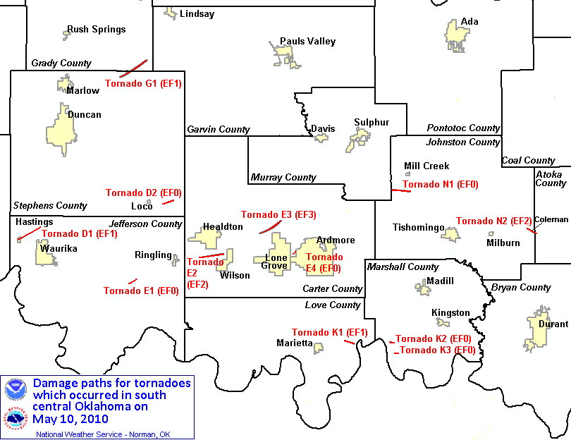 May 10, 2010 Tornadoes in South Central Oklahoma