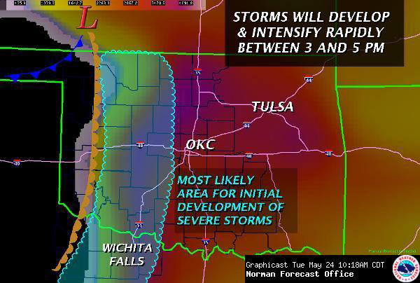 Graphicasts Issued by NWS Norman Before and During the May 24, 2011 Tornado Outbreak