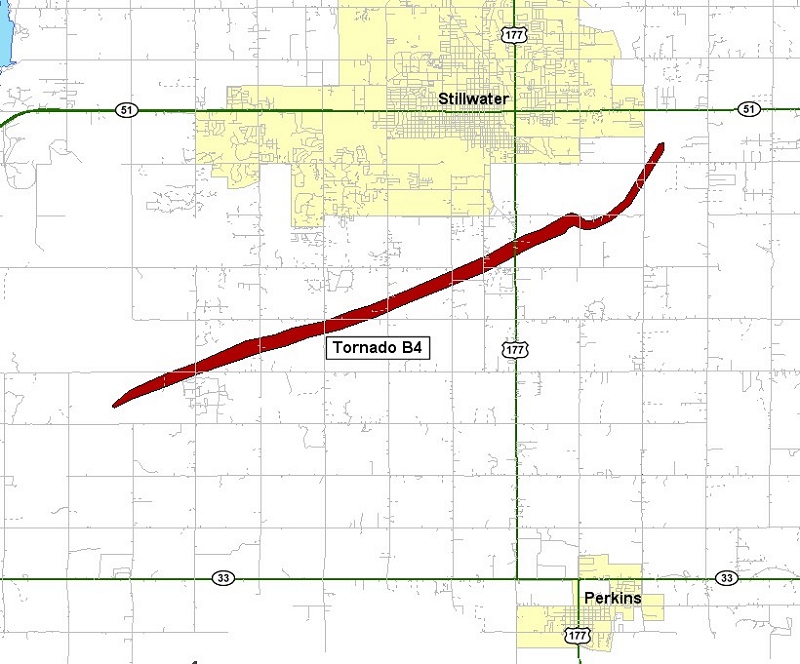 Preliminary Tornado Track for the Stillwater Tornado of May 24, 2011