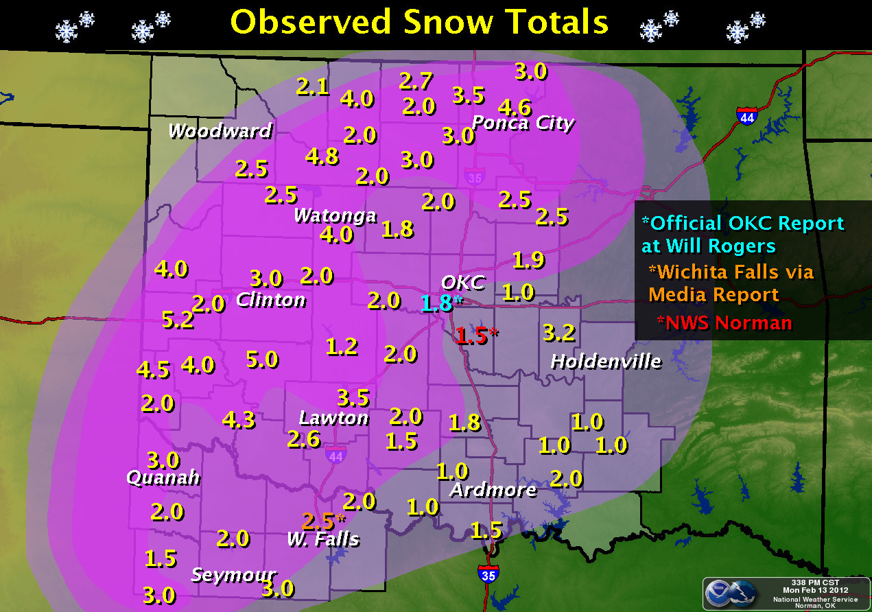 Snowfall Totals For the February 12-13 Snowfall Event