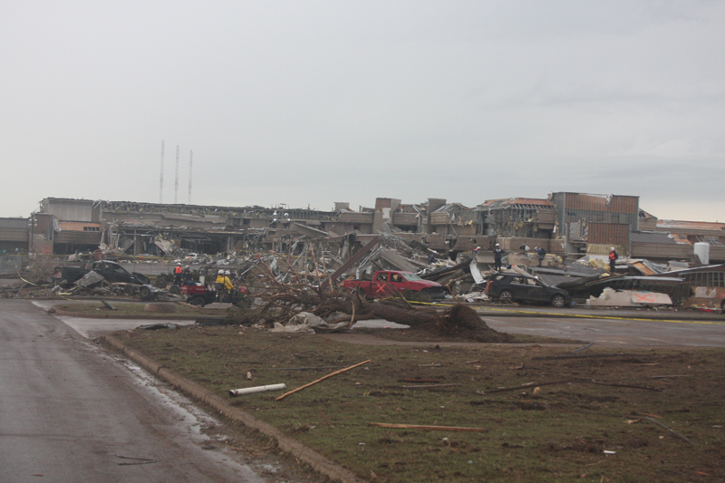 Looking ENE at background: Moore Medical Center