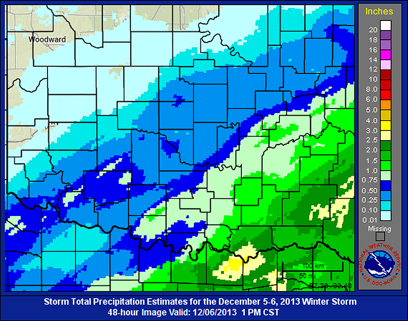 Storm Total Precipitation Estimates for the December 5-6, 2013 Winter Storm