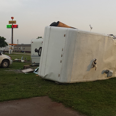 Wind Damage at an RV Park at Elk City, OK on May 16, 2015