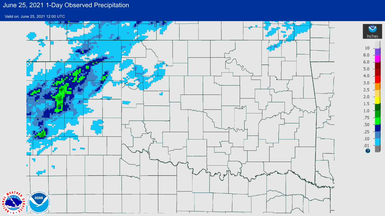 Rainfall Map for the 24-hour Period Ending at 7 AM CDT on June 25, 2021