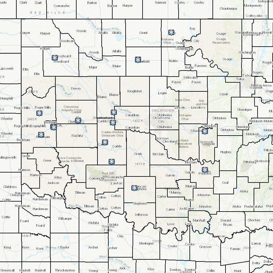 Local Storm Report Snowfall Amounts for the November 14, 2022 Snowfall Event in Central/Western Oklahoma