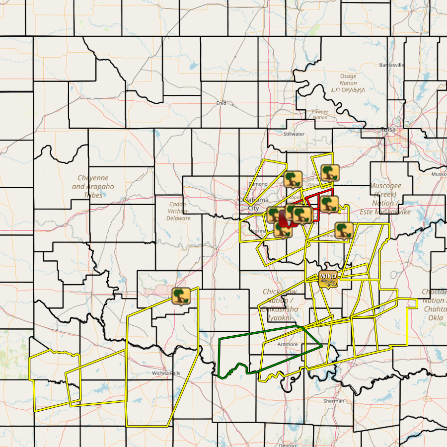 Local Storm Report Map for the April 26, 2024 Severe Weather Event in the NWS Norman Forecast Area