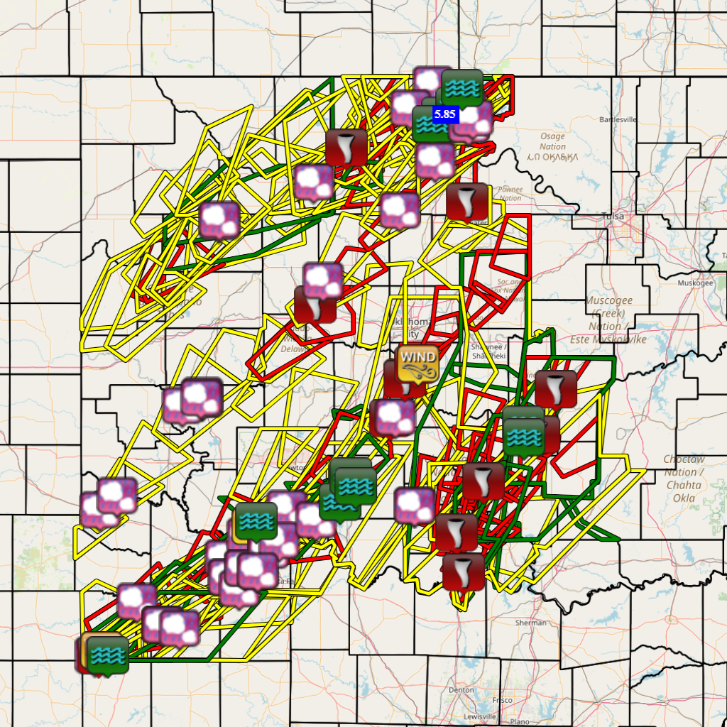 Local Storm Report Map for the April 27-28, 2024 Tornado and Flash Flooding Event in the NWS Norman Forecast Area