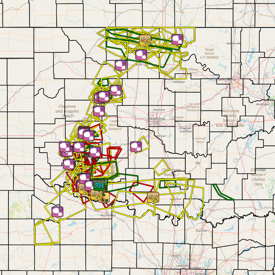 Local Storm Report Map for the April 30, 2024 Severe Weather Event in the NWS Norman Forecast Area