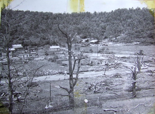 Close up of damage on Main Street