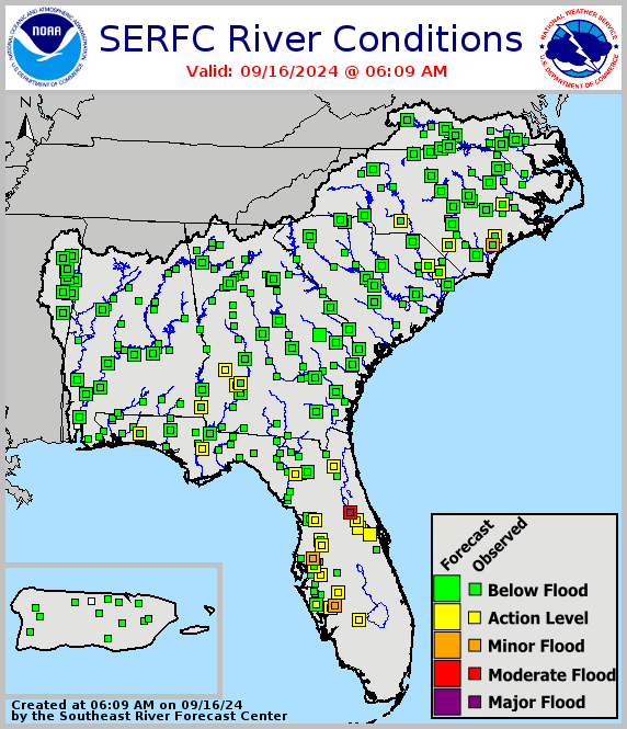 View of forecast river conditions