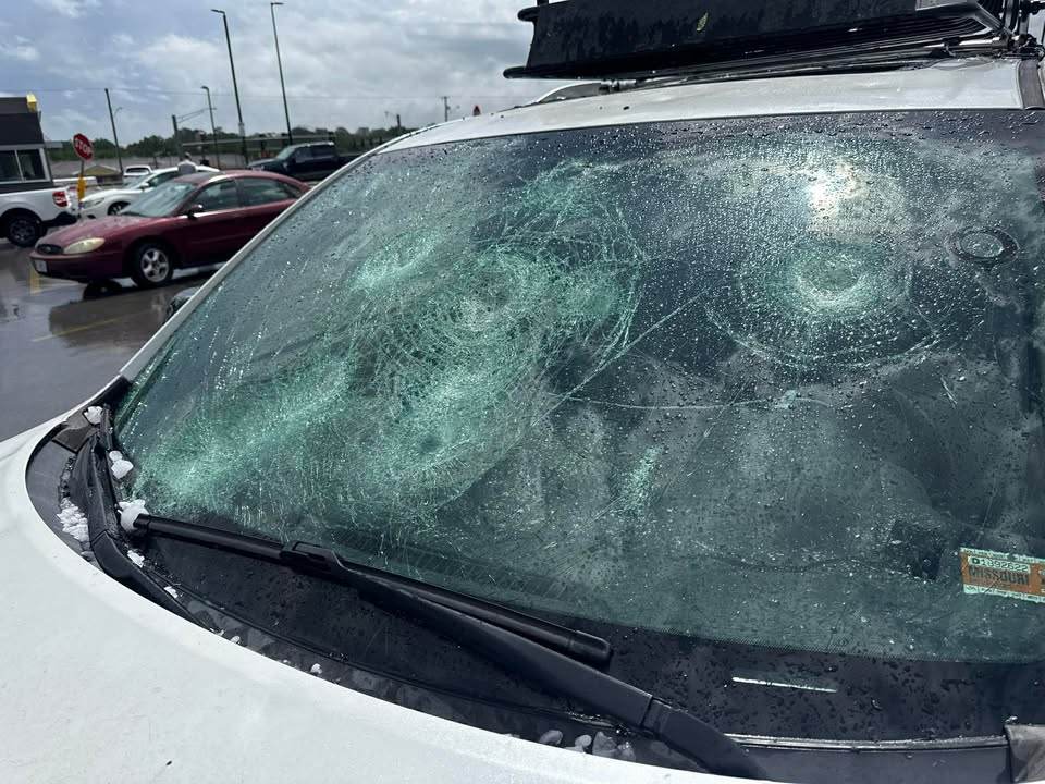 Shattered windshield of a vehicle