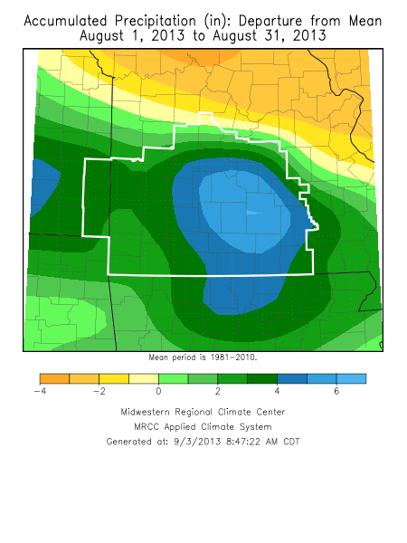 August 2013 Precipitation Departure from Normal