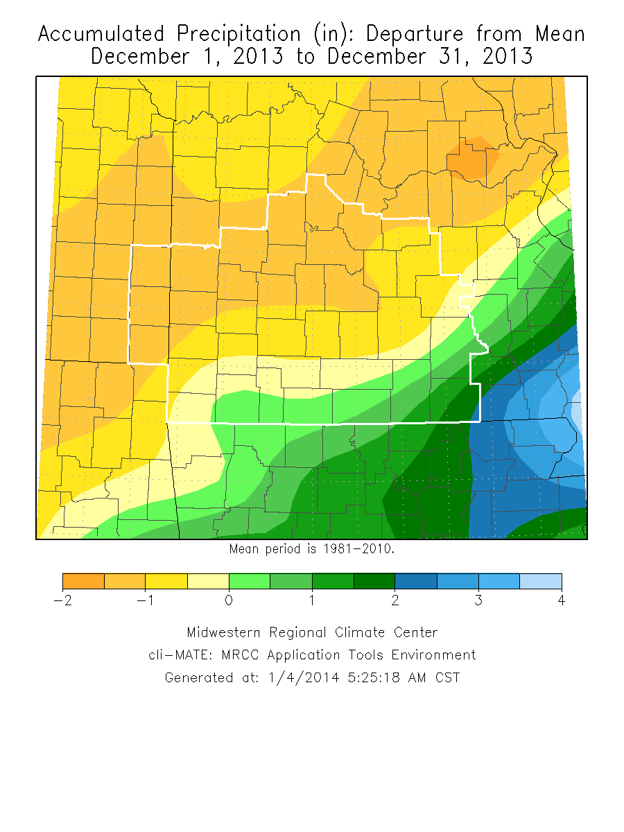 December 2013 Precipitation Departure from Normal