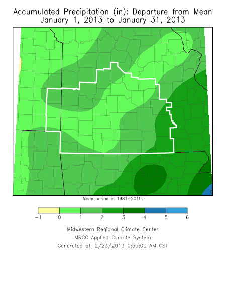 January 2013 Precipitation Departure from Normal