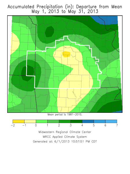 May 2013 Precipitation Departure from Normal